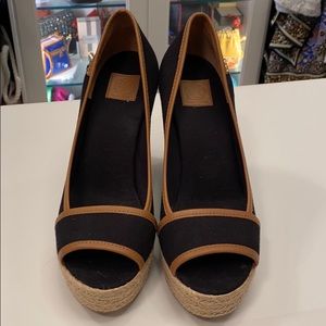 Tori Burch Black Wedge Espadrille